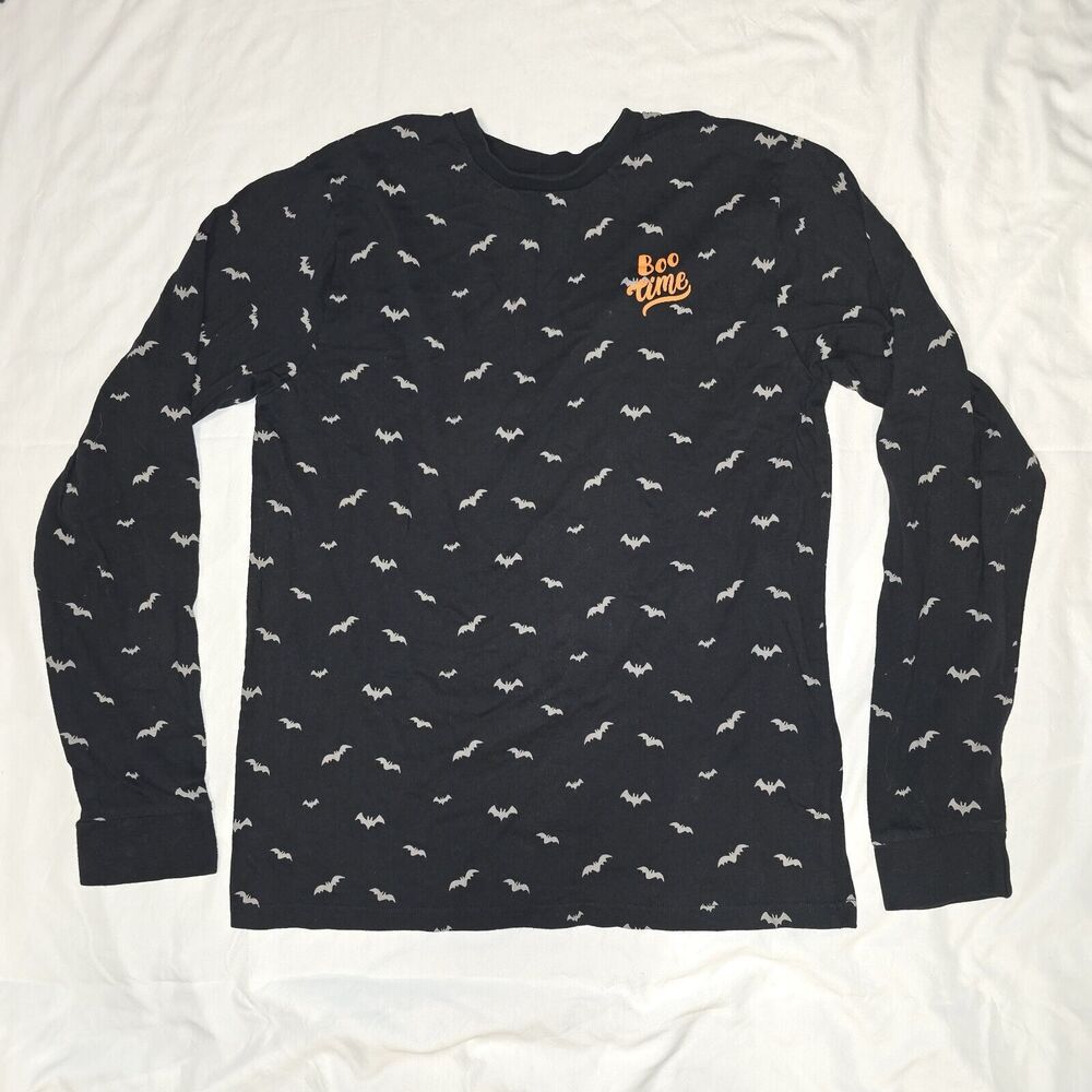 Denim & Flower Ricky Singh Halloween Shirt Long Sleeve Bats Boo Time Size XL